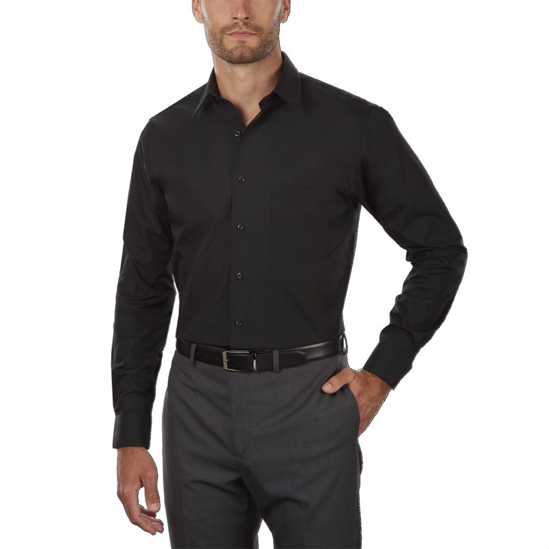 Van Heusen Men's Tall Fit Dress Shirts Poplin, Black, 17" Neck 35"-36" Sleeve (X-Large) - Image 1