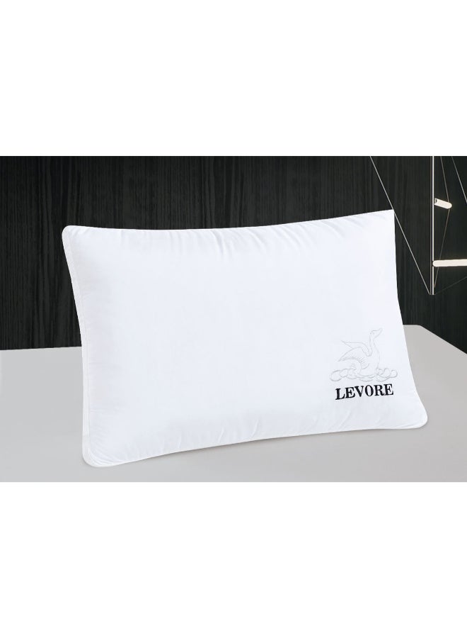 LEVORE Hotel Pillow With Slow Rebound Feature 1400 Grams With A Luxurious Microfiber Cover White 50X75 Centimeters - Image 3