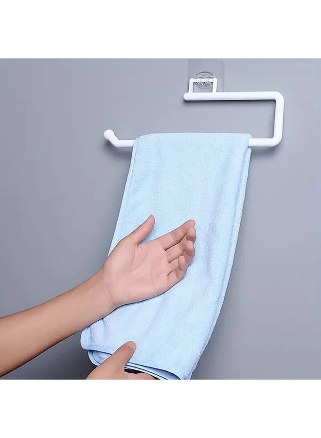 4 Season Universal No Drill Kitchen Paper Towel Holder White Toilet Roll Rack Plastic Wrap Storage Shelf Dishcloth Organizer Wall Mounted Bathroom Accessory Compact Space Saving Design Easy Installation Durable Construction Small Space Living Home Organizer - Image 5