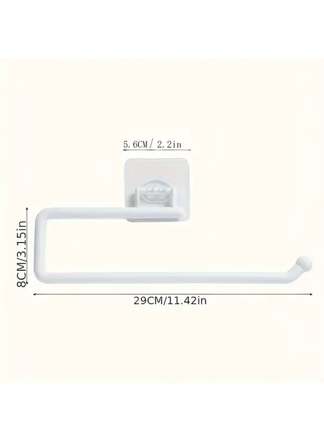 4 Season Universal No Drill Kitchen Paper Towel Holder White Toilet Roll Rack Plastic Wrap Storage Shelf Dishcloth Organizer Wall Mounted Bathroom Accessory Compact Space Saving Design Easy Installation Durable Construction Small Space Living Home Organizer - Image 3