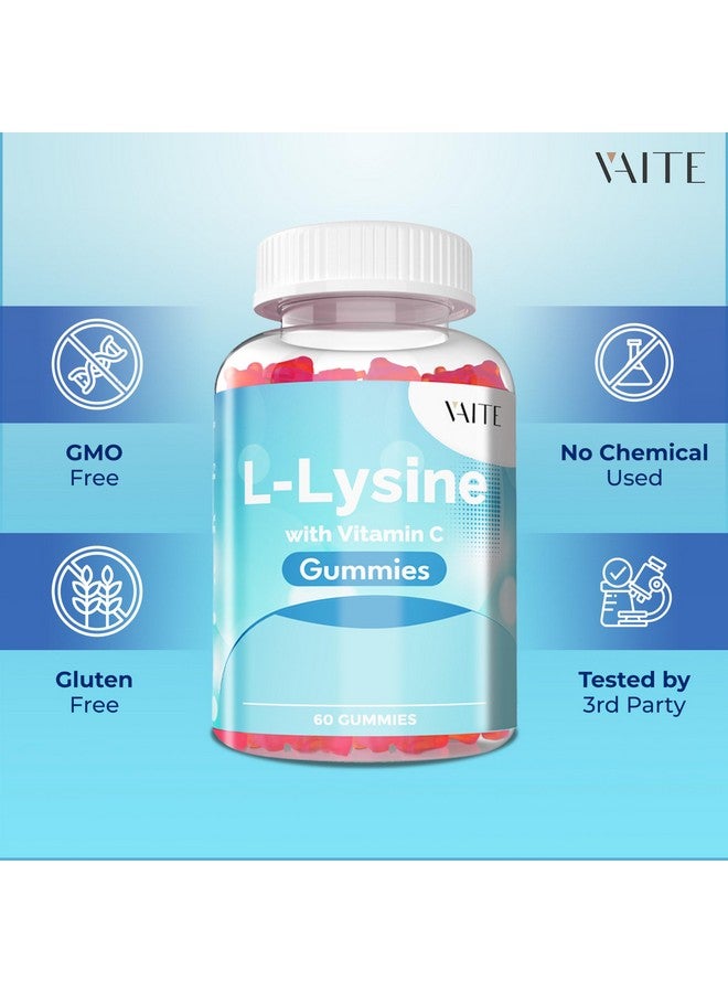 VAITE L-Lysine 800mg Gummies with Vitamin C - Supports Skin, Lip, Vegan, Gluten Free, 60 Chewable Lysine for Adults, Vitamins Tissue Health & Immune System, Amino Acid & Complex Supplements, Non-GMO - Image 2