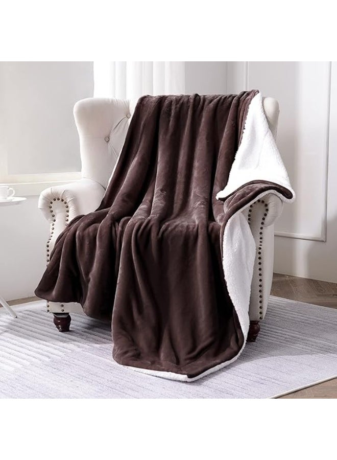 SOCHOW Sherpa Fleece Throw Blanket, Reversible Super Soft Luxurious Plush Blanket Throw Size, Brown, 50x60 inches - Image 2