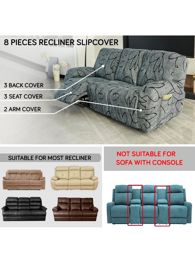 HOKIPO HOKIPO Polyester Blend 140Gsm Stretchable Recliner Sofa Cover 3 Seater, Intense Grey Abstract Floral (Ar-4942-C2)  - Image 3