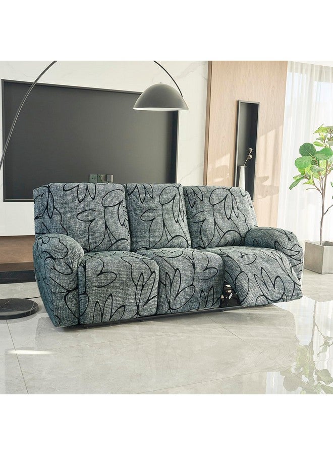 HOKIPO HOKIPO Polyester Blend 140Gsm Stretchable Recliner Sofa Cover 3 Seater, Intense Grey Abstract Floral (Ar-4942-C2)  - Image 1