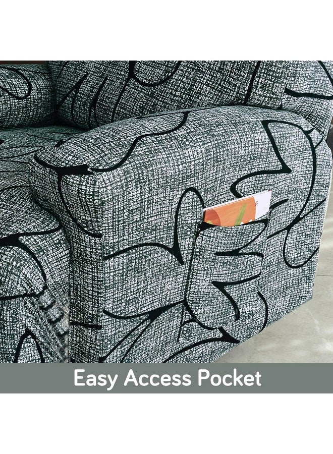 HOKIPO HOKIPO Polyester Blend 140Gsm Stretchable Recliner Sofa Cover 3 Seater, Intense Grey Abstract Floral (Ar-4942-C2)  - Image 5