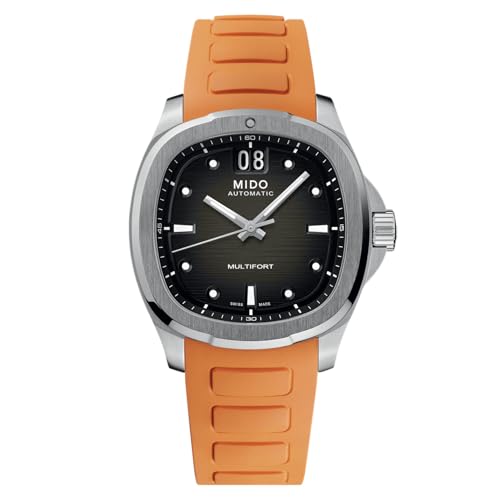 MIDO Multifort TV Big Date - Swiss Automatic Watch for Men - 40mm Case - Grey Dial - Orange Rubber Strap M0495261708100 - Image 1