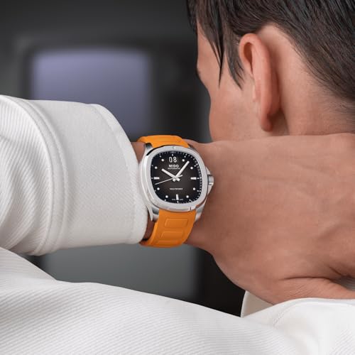 MIDO Multifort TV Big Date - Swiss Automatic Watch for Men - 40mm Case - Grey Dial - Orange Rubber Strap M0495261708100 - Image 2