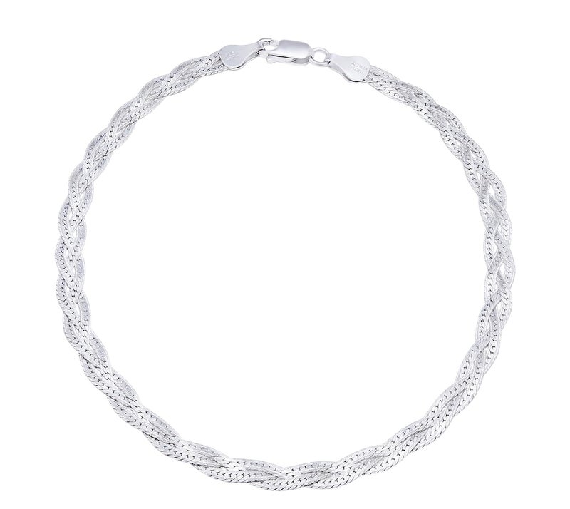 ZAVYA 925 Sterling Silver Braided Rhodium Plated Anklet (Single) | Gift for Women & Girls | With Certificate of Authenticity & 925 Hallmark - Image 1