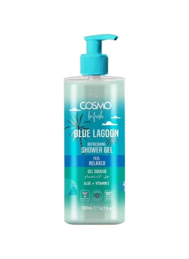 COSMO Refreshing Blue Lagoon shower Gel With Aloe vera And Vitamin E 1000Ml 