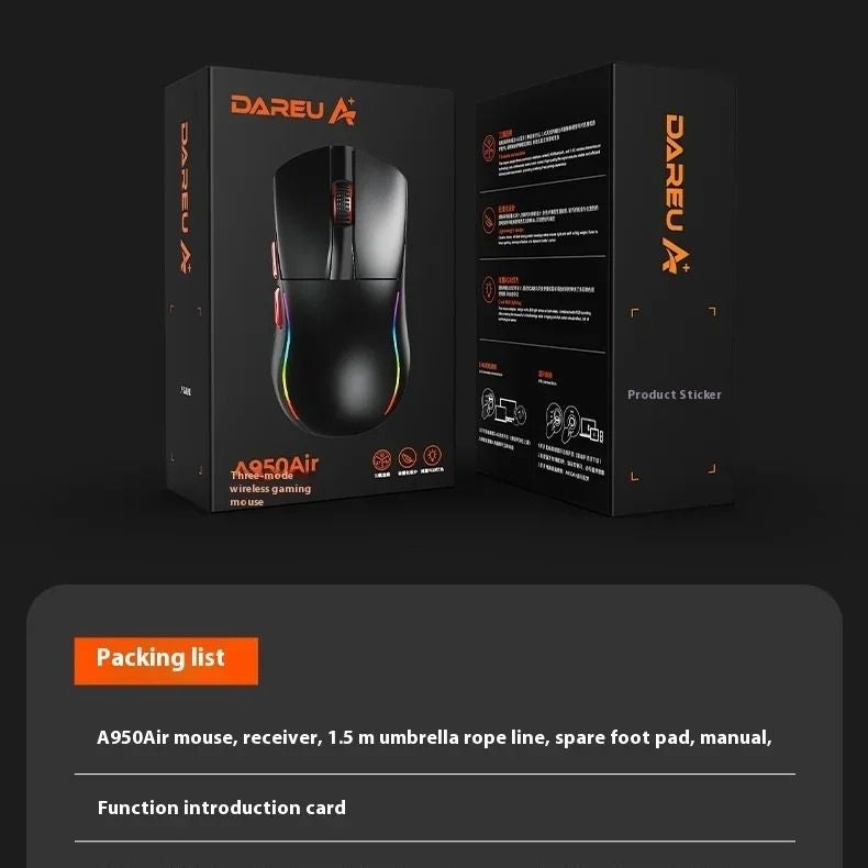 Dareu A950 Air Wireless Bluetooth Gaming Mouse Dual-Mode 30000 DPI 8K Lightweight, Black - Image 3