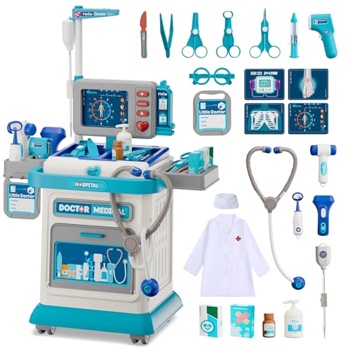 AuroTops Doctor Kit for Toddlers 35 26 Pcs Doctor Play Set for Kids Ages 38Role Play Toy Medical Cart Doctor Toys Educational Toys for Boys Girls Birthday Gifts - Image 1