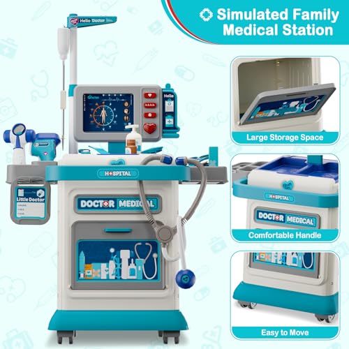 AuroTops Doctor Kit for Toddlers 35 26 Pcs Doctor Play Set for Kids Ages 38Role Play Toy Medical Cart Doctor Toys Educational Toys for Boys Girls Birthday Gifts - Image 5