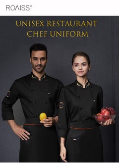 roaiss Fashionable Uniforms Spring Fall Kitchen Uniform Long Sleeve in Breathable Polyester Fabric, Chef Workwear Decent Tailoring  - Image 5