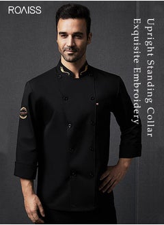 roaiss Fashionable Uniforms Spring Fall Kitchen Uniform Long Sleeve in Breathable Polyester Fabric, Chef Workwear Decent Tailoring  - Image 2