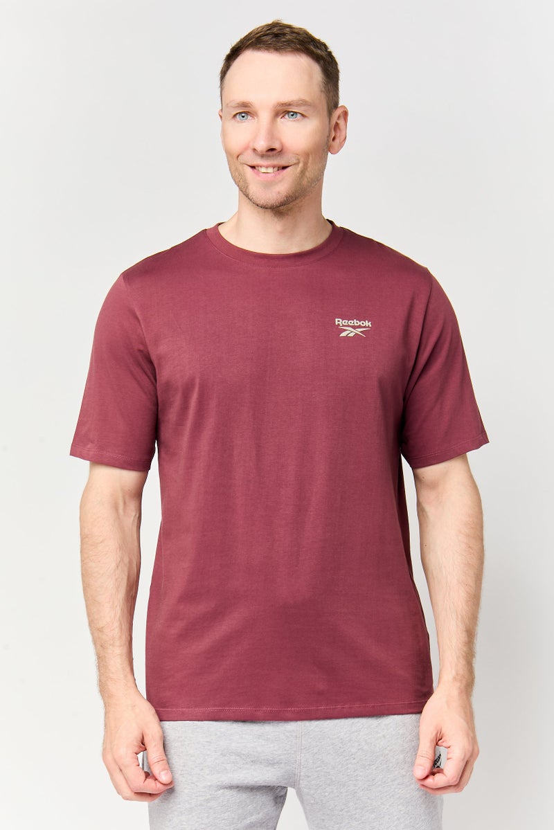 Reebok Men Sportswear Fit Short Sleeve Outdoor T-Shirt, Dark Maroon - Image 1
