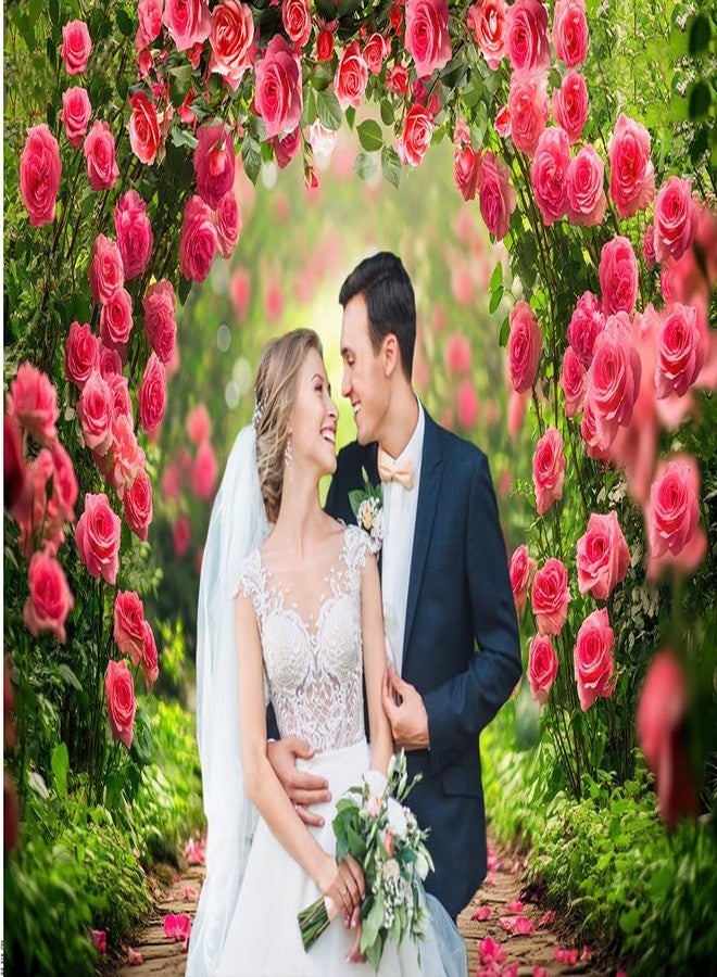 CHAIYA 7x5ft Valentine's Day Backdrop Romantic Red Rose Spring Photography Backdrop Floral Wall Background Girls Women Birthday Wedding Bridal Shower Party Decorations Banner CY374 - Image 4