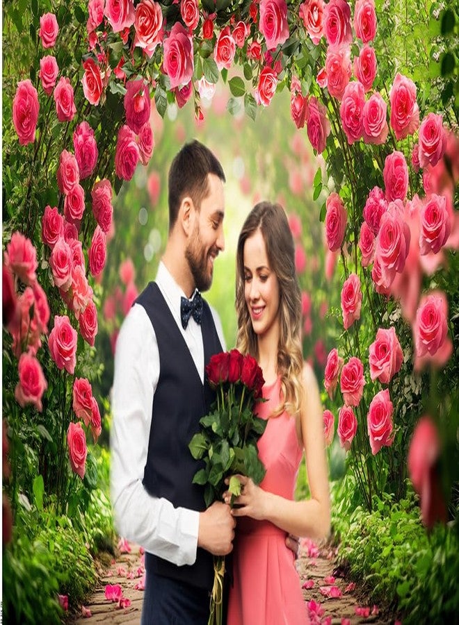 CHAIYA 7x5ft Valentine's Day Backdrop Romantic Red Rose Spring Photography Backdrop Floral Wall Background Girls Women Birthday Wedding Bridal Shower Party Decorations Banner CY374 - Image 2