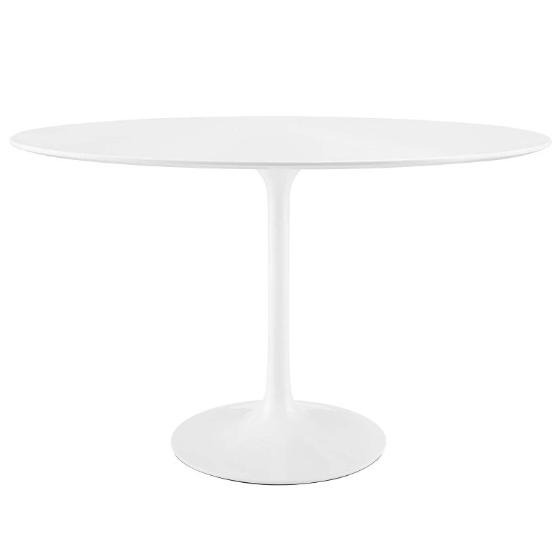 Modway Lippa 48 MidCentury Modern Dining Table with Oval Top and Pedestal Base in White