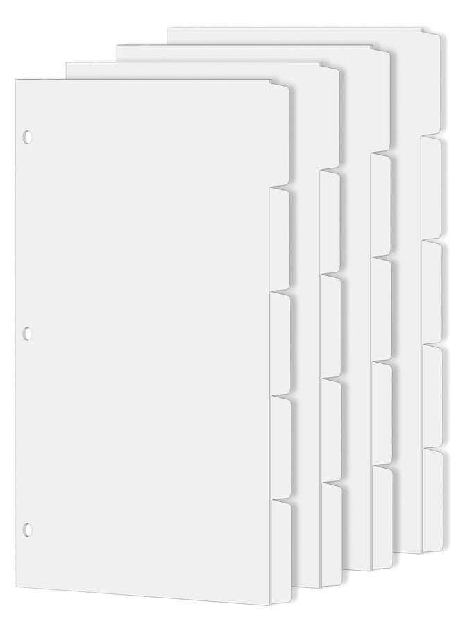 Coidea Binder Dividers for 3 Ring Binder, 1/5 Cut Tabs, Letter Size, Blank Write On Page Dividers with 5 Big Tabs for School Office Home, 4 Sets, 20 Dividers, White - Image 1