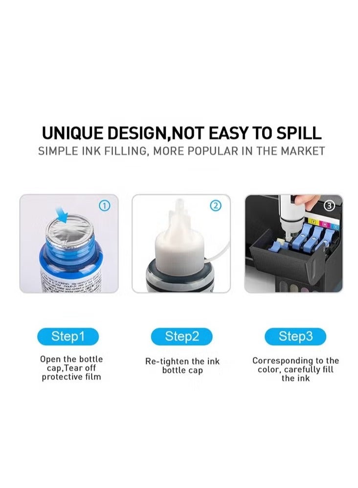 Ink Set 672 for EcoTank for EPSON Pack of 6 (M C Y BK) for Printer L360 L310 L1300 L551 L380  - Image 3