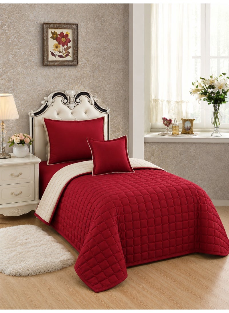 Sleep Night 4 Pieces Comforter Set Single Size 160 X 210 Cm Dual color Reversible Bedding Set for All Seasons - Image 3