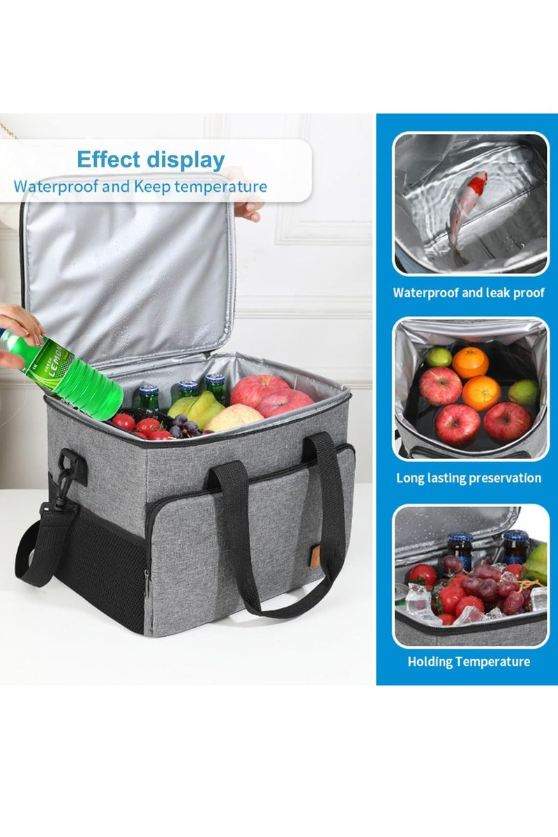 أوزيغالور حقيبة غداء كبيرة معزولة بسعة 22 لترًا، حقيبة حمل محمولة مع حزام قابل للتعديل، مقاومة للتسرب ومقاومة للماء للنزهات - Image 4