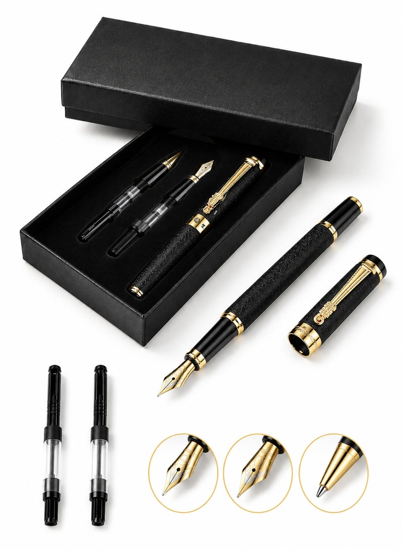 Ecoey Luxury Fountain Pen Set – Business Signature Calligraphy Pen Gift Set, Metal Nib 0.38mm 0.5mm 1.0mm, Replaceable Ink Refills, Premium Writing Pen with Gift Box for Office, Journaling & Executive Use - Image 1