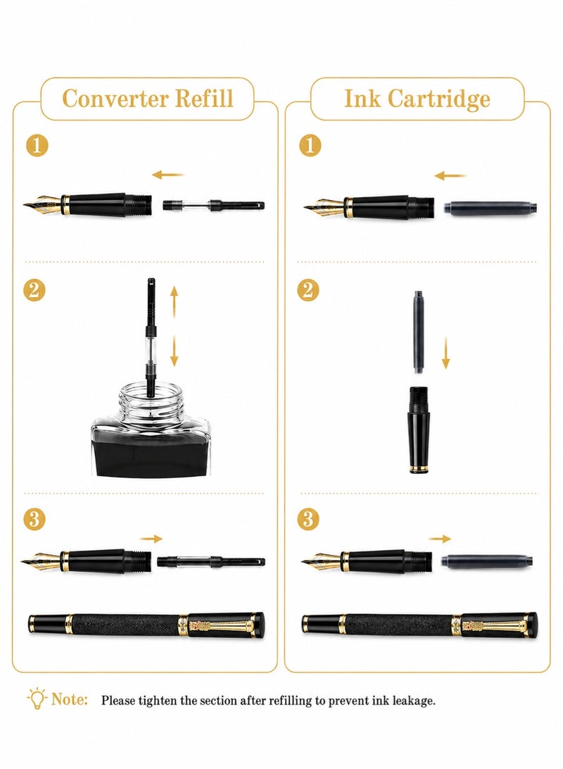 Ecoey Luxury Fountain Pen Set – Business Signature Calligraphy Pen Gift Set, Metal Nib 0.38mm 0.5mm 1.0mm, Replaceable Ink Refills, Premium Writing Pen with Gift Box for Office, Journaling & Executive Use - Image 5