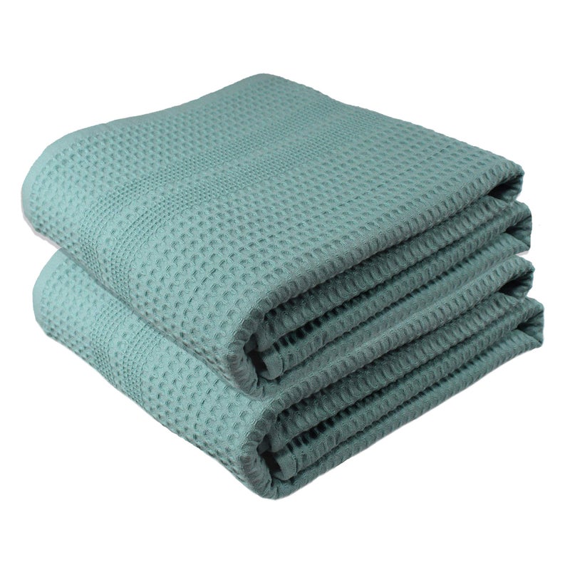 Gilden Tree GILDEN TREE Waffle Bath Sheet Large Bath Towels Quick Dry Thin Body Towels 40x80 Oversized Bath Towels for Adults 2 Pack Bath Sheet Set Classic Style Seafoam 