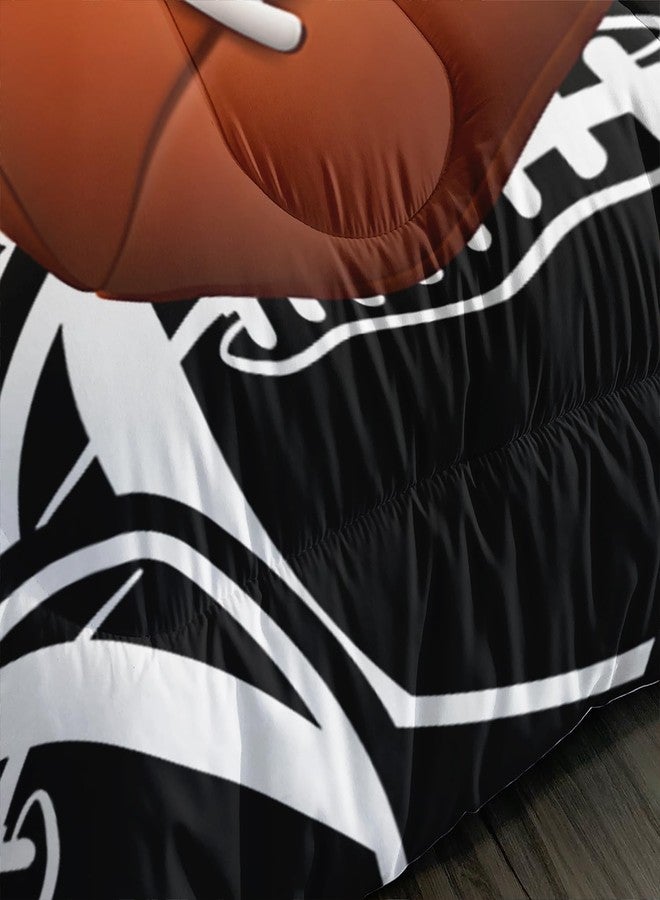 XYNHML Cartoon Rugby Comforter 3Pcs Sports Brown Rugby Theme Bedding Twin American Football Comforter Set for Kid Teen Girl Boy Black White Rugby Quilt Bed Decor with 1 Comforter and 2 Pillowcases - Image 5