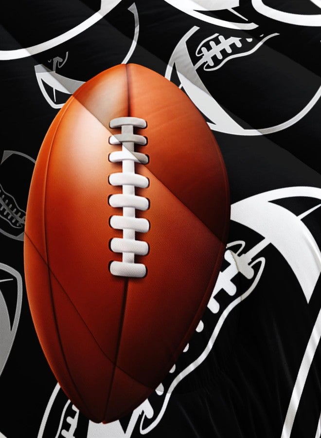 XYNHML Cartoon Rugby Comforter 3Pcs Sports Brown Rugby Theme Bedding Twin American Football Comforter Set for Kid Teen Girl Boy Black White Rugby Quilt Bed Decor with 1 Comforter and 2 Pillowcases - Image 4