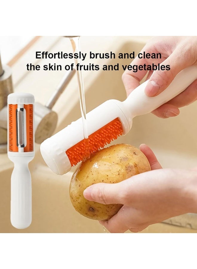 zoba Creative 2-In-1 Multifunctional Peeler Tool，Swivel Vegetable Peeler，Vegetable Fruit Peeler with Brush，Upgrade Stainless Steel Multifunctional Fruit Peeler，Kitchen Gadgets - Image 4