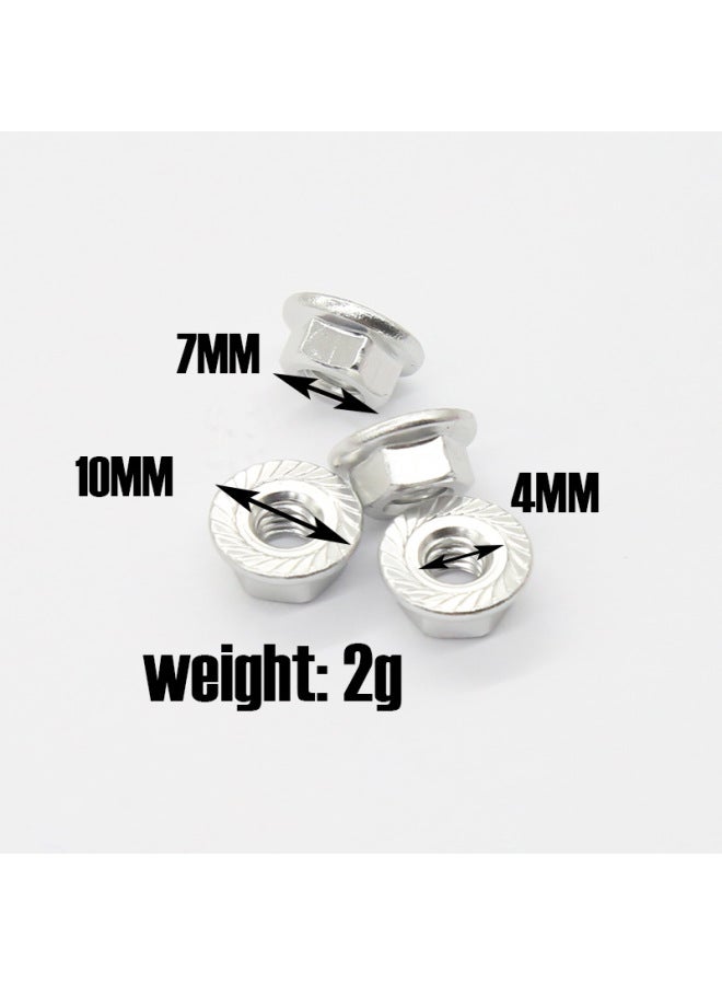 1/10 Model Car Modified Aluminum Alloy Flange Nut M4 Anti-Loosening Nut Anti-Slip Pattern