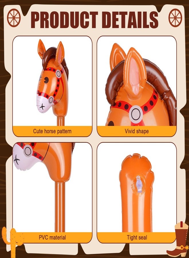 OBANGONG 36 Pcs Cowboy Party Costume Set Include 12 Western Party Hats 12 Inflatable Stick Horses and 12 Paisley Bandana Bulk Western Accessories for Cowgirl Birthday Cosplay Party Supplies - Image 5
