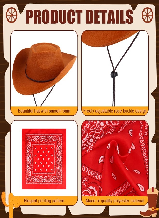 OBANGONG 36 Pcs Cowboy Party Costume Set Include 12 Western Party Hats 12 Inflatable Stick Horses and 12 Paisley Bandana Bulk Western Accessories for Cowgirl Birthday Cosplay Party Supplies - Image 3
