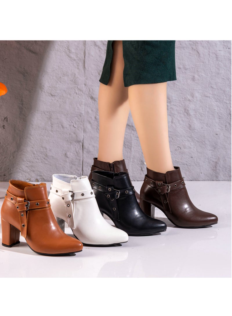 Vbranda Half Boots With High Heel Leather R-510-HAVAN - Image 2