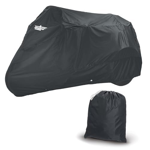 UltraGard Motorcycle Trike Cover - Weather-Resistant with Elastic Hem, Rustproof Grommets, Storage Bag, Windshield Liner, Antenna Flaps & Expandable Windshield Pockets - Image 1