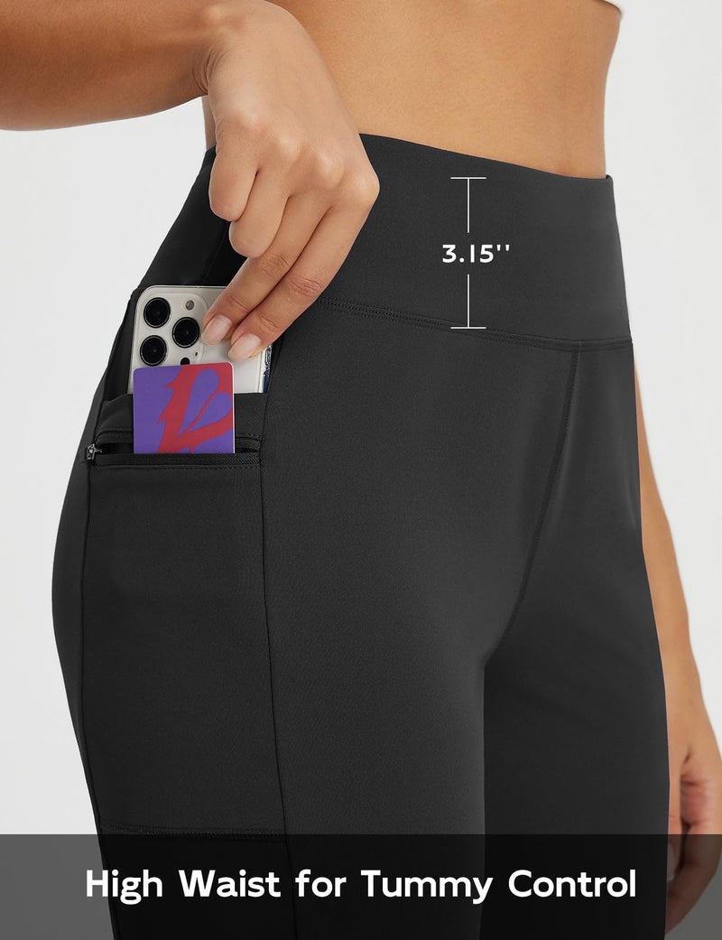 baleaf Women's Bermuda Shorts 12" Long Knee Length Running Athletic High Waist Zipper Pocket Quick Dry Loose Fit Black L - Image 3
