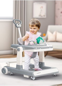 BAYBEE 3 In 1 Flix  Baby Walker Activity Walker With Parental Push Handle And 3 Height Adjustable, Tray And Musical Toy Bar, 6 - 18 Months, Boy/Girl, Grey  - Image 2