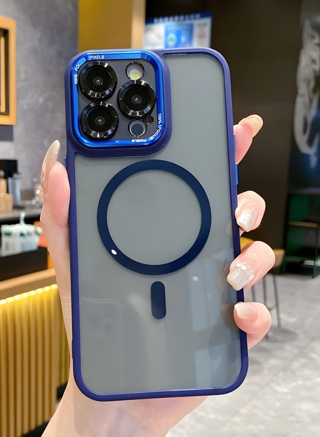 Premium Shockproof MagSafe Case for iPhone 16 Pro with Metal Camera Frame Lens Protector – Stylish Matte Magnetic Mobile Cover for Men, Women & Youth – Anti-Fingerprint, Camera Protection, Drop Resistant (Blue) - Image 2