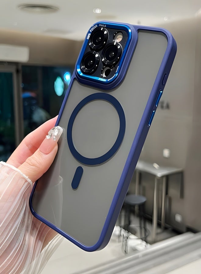 Premium Shockproof MagSafe Case for iPhone 16 Pro with Metal Camera Frame Lens Protector – Stylish Matte Magnetic Mobile Cover for Men, Women & Youth – Anti-Fingerprint, Camera Protection, Drop Resistant (Blue) - Image 3