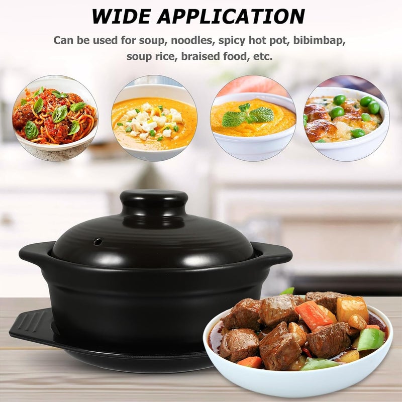 SMASOLO Ceramic Casserole Pot with Lid Non-stick Smooth Interior Heat Retention Stew Saucepan for Home Cooking Rice Soup Stew Stovetop Use - Image 4
