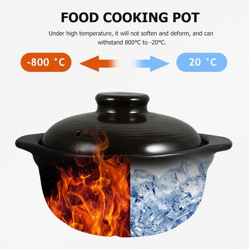 SMASOLO Ceramic Casserole Pot with Lid Non-stick Smooth Interior Heat Retention Stew Saucepan for Home Cooking Rice Soup Stew Stovetop Use - Image 3