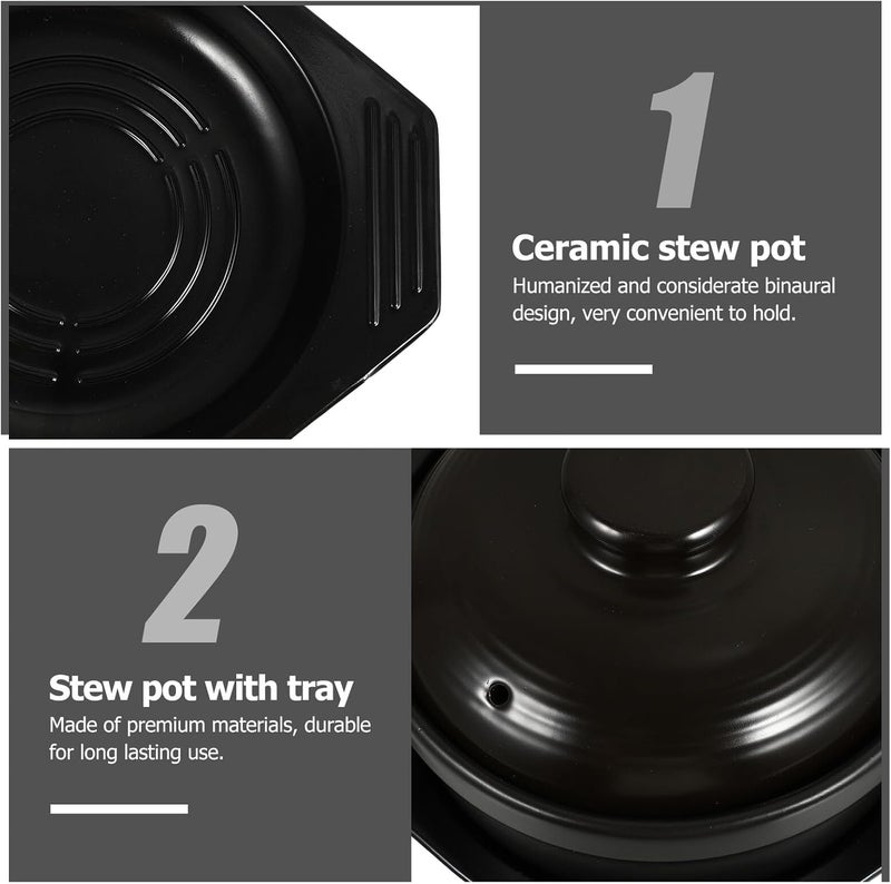 SMASOLO Ceramic Casserole Pot with Lid Non-stick Smooth Interior Heat Retention Stew Saucepan for Home Cooking Rice Soup Stew Stovetop Use - Image 2