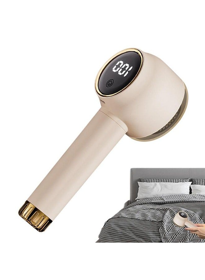 Rechargeable Lint Remover with Digital Display, Long Battery Life, Portable Design, Ergonomic Handle (Beige) - Image 1