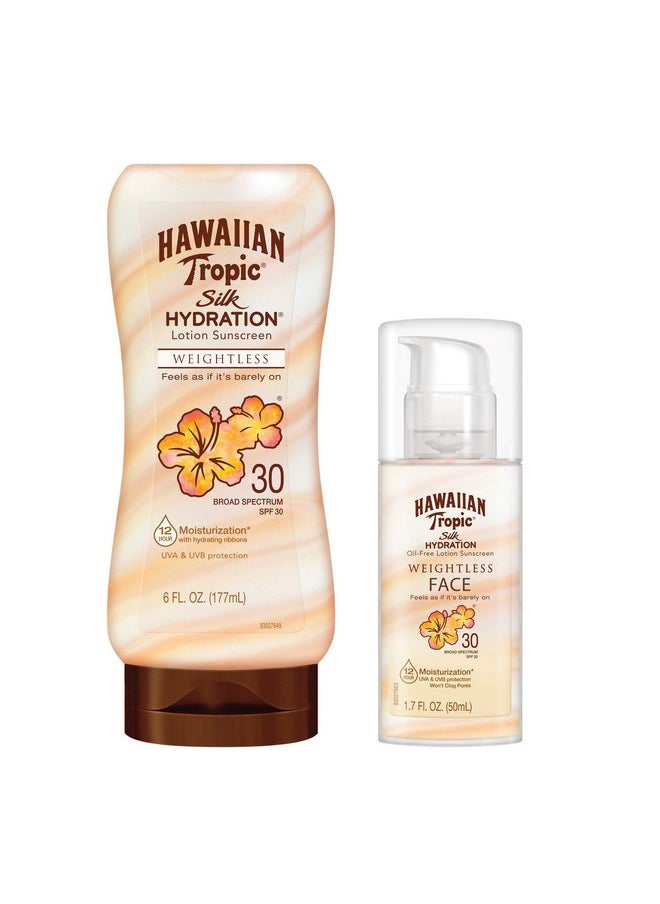 Hawaiian Tropic - Awaiian Tropic Spf 30 Broad Spectrum Sunscreen Silk Hydration Weightless Sunscreen Pack With 6Oz Sunscreen Lotion And 1.7Oz Sunscreen Face Lotion - Image 1