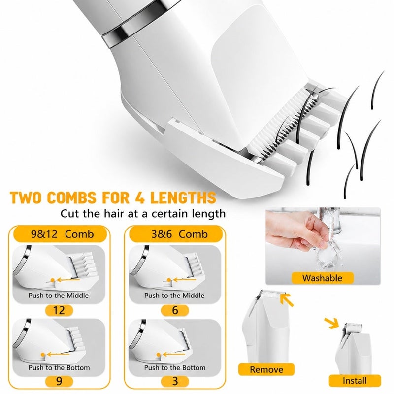 Bosidin 4-in-1 Electric Ladies Shaver & Bikini Trimmer – Painless Waterproof Cordless Hair Removal Set with Interchangeable Cutter Heads and Charging Stand (White) - Image 4