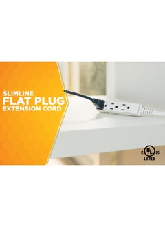Woods Woods Slimline 2241 Flat Plug Extension Cord 3 Wire 16 Gauge 8 Foot 3 Outlet Neutral White Indoor Extension Cord  - Image 2