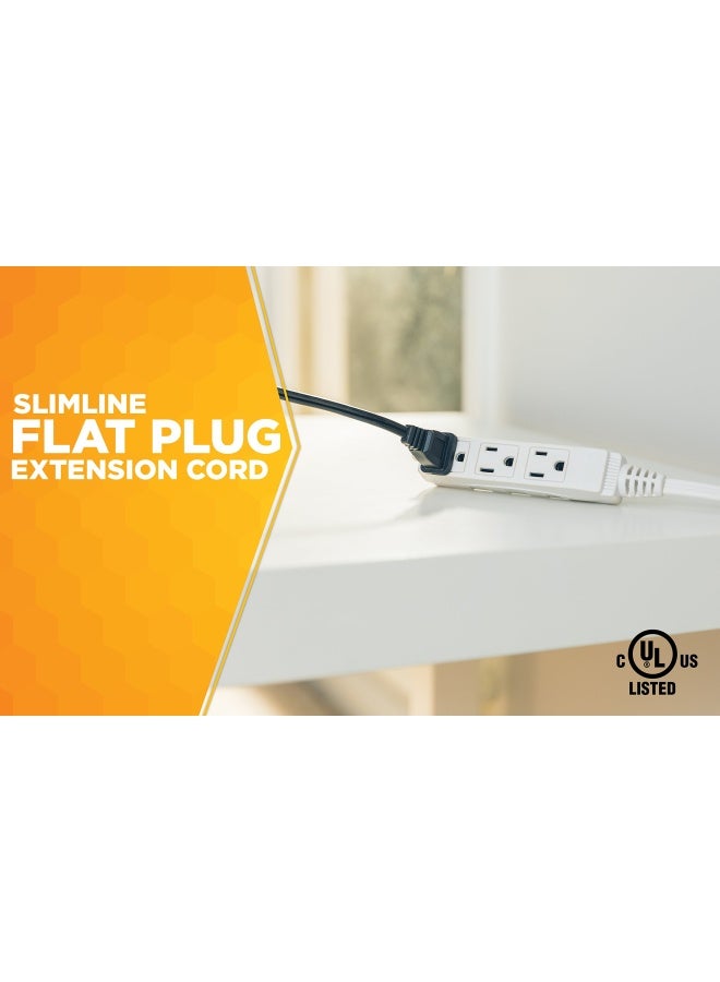 Woods Slimline 2241 Flat Plug Extension Cord 3 Wire 16 Gauge 8 Foot 3 Outlet Neutral White Indoor Extension Cord - Image 2