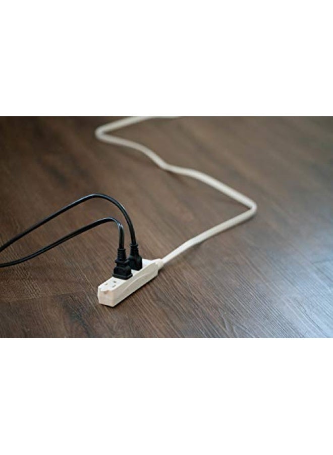 Woods Slimline 2241 Flat Plug Extension Cord 3 Wire 16 Gauge 8 Foot 3 Outlet Neutral White Indoor Extension Cord - Image 5